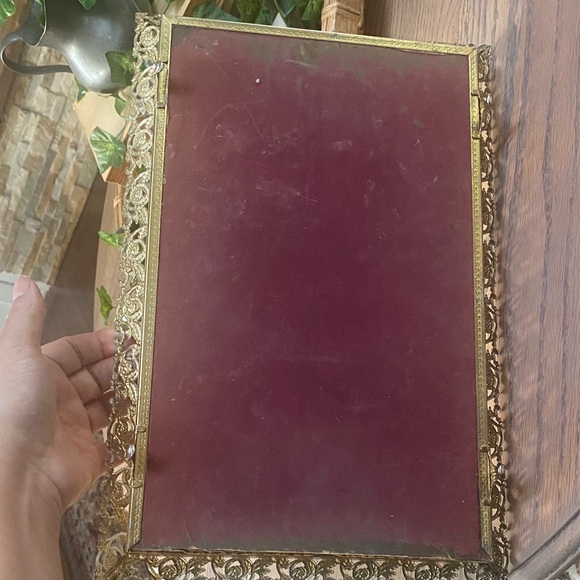 Elegant Brass Framed Tray/Wall Mirror